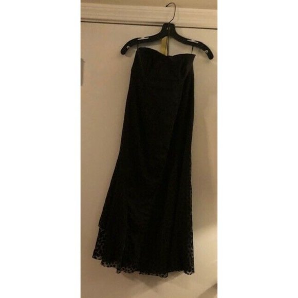 NWT $1500 CEDRIC CHARLIER SEEING DOTS BLACK CHIFFON STRAPLESS DRESS SIZE 10 - Picture 8 of 9